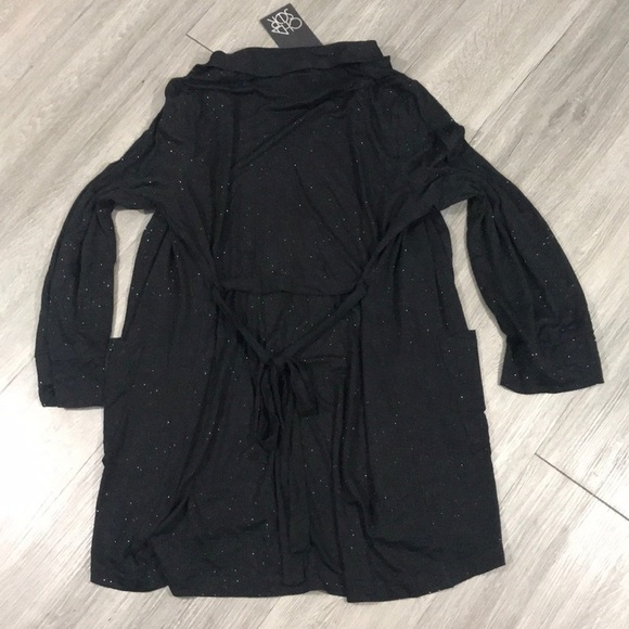 CHASER NWT BLACK CRYSTAL GLITTER KIMONO W/ POCKETS - Picture 9 of 11